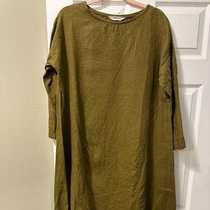 Elizabeth Suzann olive linen parabola dress size small